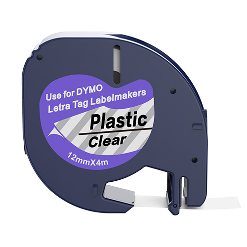 Nastro compatibile con Dymo 12267, nero su trasparente, 12 mm