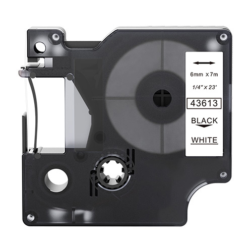 Nastro compatibile con Dymo 43613, nero su bianco, 6 mm