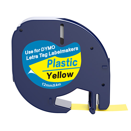 Nastro compatibile con Dymo 91202, nero su giallo, 12 mm