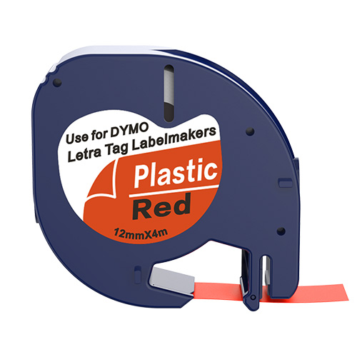 Nastro compatibile con Dymo 91203, nero su rosso, 12 mm