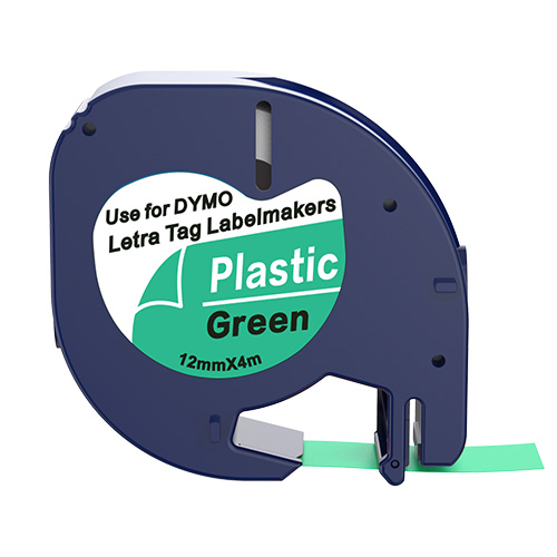 Nastro compatibile con Dymo 91204, nero su verde, 12 mm