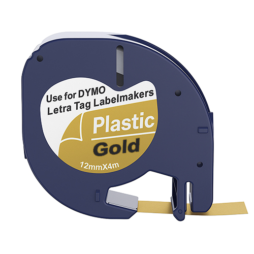 Nastro compatibile con Dymo 91207, nero su oro, 12 mm