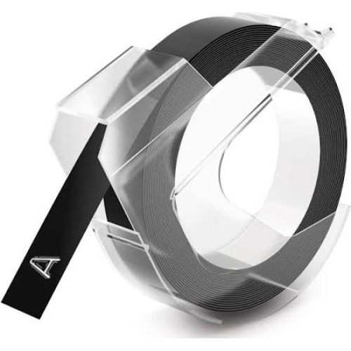 Nastro compatibile con Dymo S0898130, bianco su nero, 9 mm.