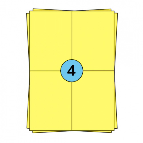 Fogli di adesivi A4, 104 x 148 mm, gialli, 400 etichette