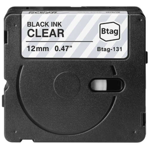 Nastro per etichette compatibile Brother Btag-131 nero su trasparente 12mm