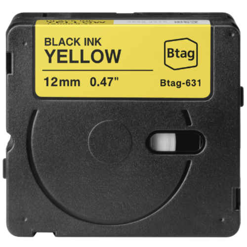 Nastro per etichette compatibile Brother Btag-631 nero su giallo 12mm