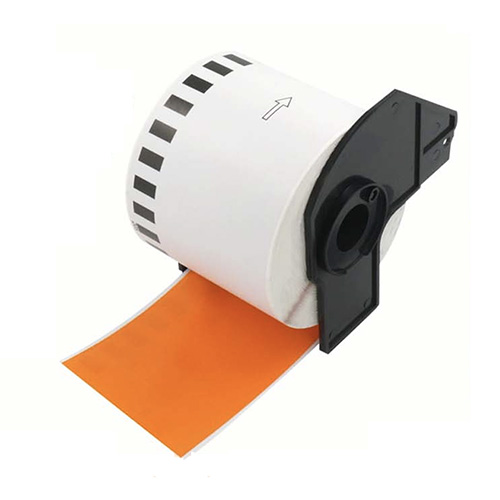 Etichette compatibili con Brother DK-22205, arancioni, 62 mm x 30,48 m