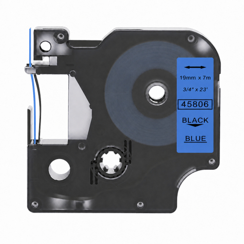 Nastro compatibile con Dymo 45806, nero su blu, 19 mm