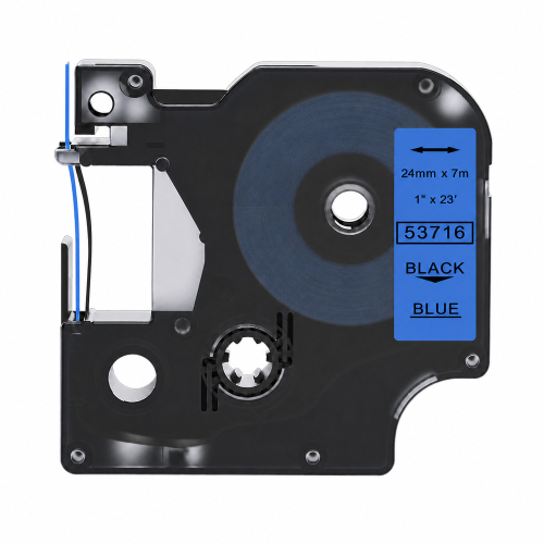 Nastro compatibile con Dymo 53716, nero su blu, 24 mm