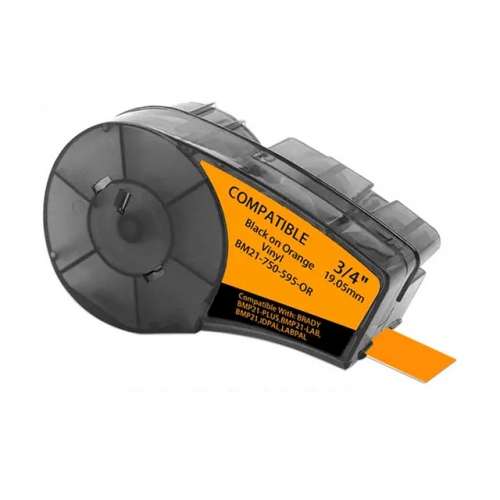 Nastro compatibile con Brady M21-750-595-OR, nero su arancione, 19,1 mm