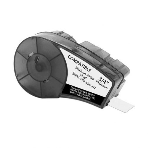 Nastro compatibile con Brady M21-500-595-WT, nero su bianco, 12,7 mm.