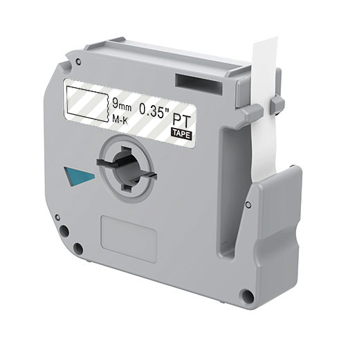 Nastro compatibile con Brother M-K121, nero su trasparente, 9 mm
