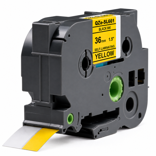 Nastro compatibile con Brother TZe-SL661, nero su giallo, 36 mm, autolaminante