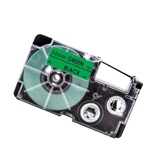 Nastro compatibile con Casio XR-24GN, nero su verde, 24 mm
