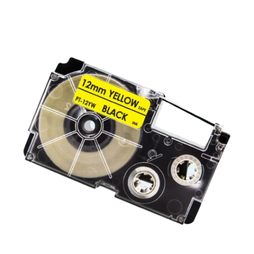Nastro compatibile con Casio XR-12YW, nero su giallo, 12 mm