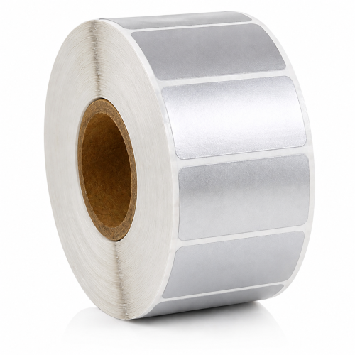 Etichette termiche, argento, 51 x 25 mm, plastica, 2580 etichette, trasferimento termico