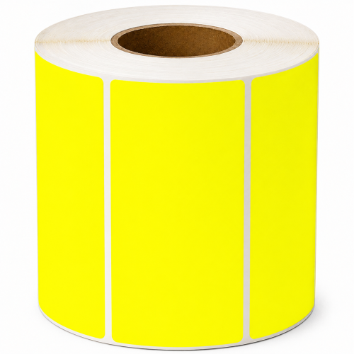 Etichette compatibili con Zebra, 100 x 50 mm, 1000 etichette, trasferimento termico, giallo fluorescente